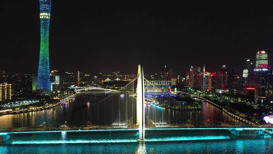 4K航拍广州地标城市群夜景5