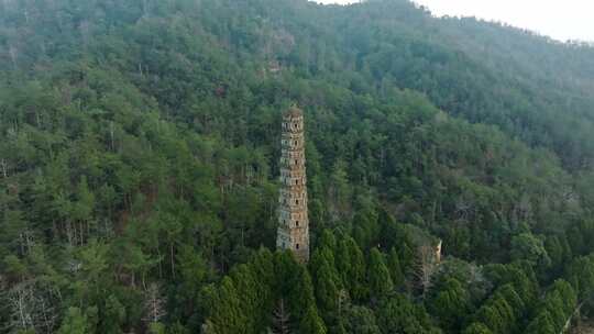 浙江台州国清寺隋塔天台山寺庙古塔宝塔航拍