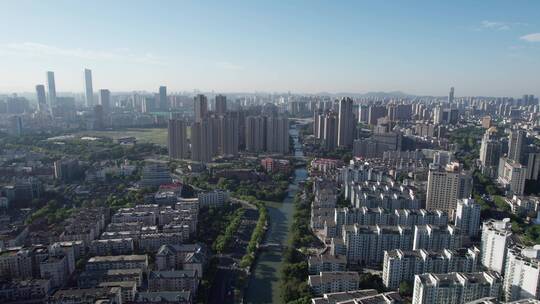 航拍无锡城市建筑景观