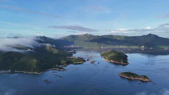 广东汕头南澳岛海上岛屿清晨云海航拍