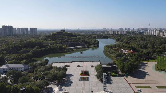 航拍河北石家庄城市风光