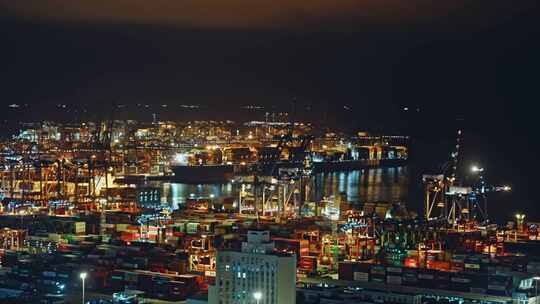 盐田港夜景港口货运码头贸易物流C0110