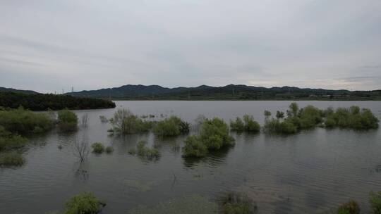 航拍威海临港区的郭格庄水库