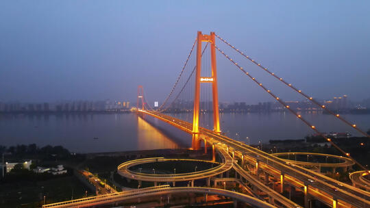 航拍武汉杨泗港长江大桥道路交通夜景视频素材模板下载