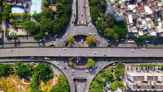 广州_客村立交桥车流_道路桥梁_航拍延时