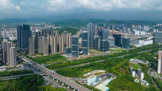 4K航拍延时深圳光明科技金融大厦