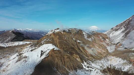 日本北海道有珠山火山自然风光