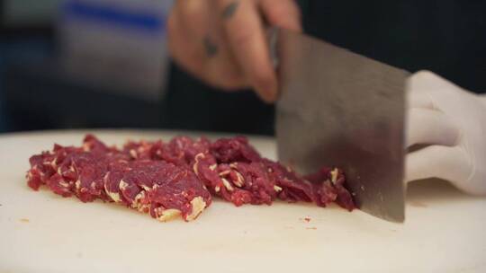 新鲜牛肉潮汕牛肉切牛肉腌牛肉实拍视频