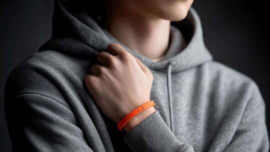 智能手环佩戴者展现科技与健康生活方式