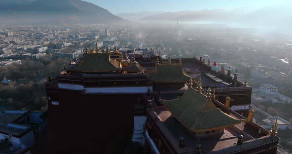 西藏拉萨市布达拉宫5A级景区世界级宫殿航拍