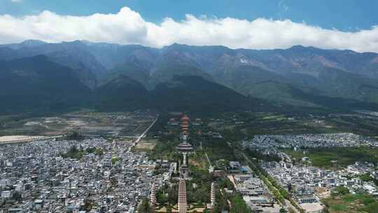 合集航拍云南大理崇圣寺三塔文化旅游区视频素材模板下载