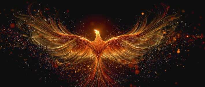 4K史诗特效：金色火焰粒子神兽与奔腾骏马