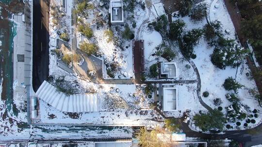 航拍城市雪景风光