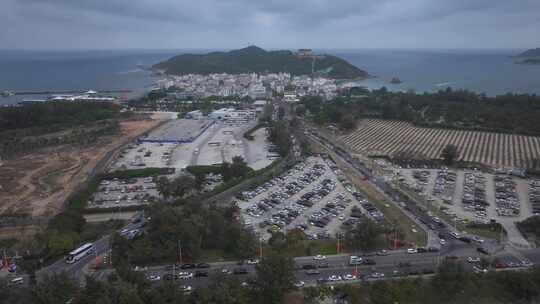 三亚海棠湾停车场航拍视频素材模板下载