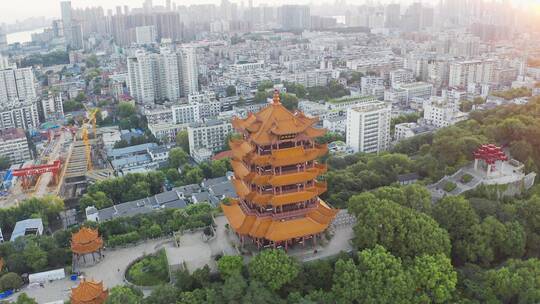 晨曦黄鹤楼环绕视频素材模板下载