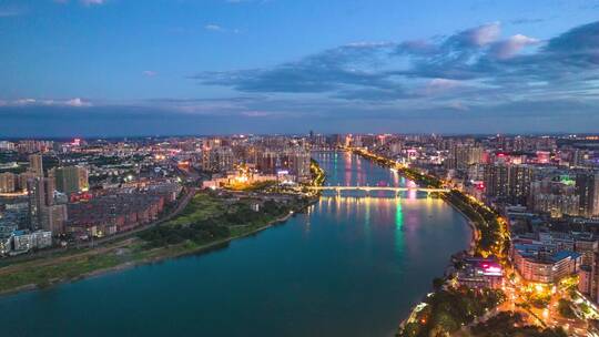 湖南省衡阳市湘江夜景航拍延时4k合集