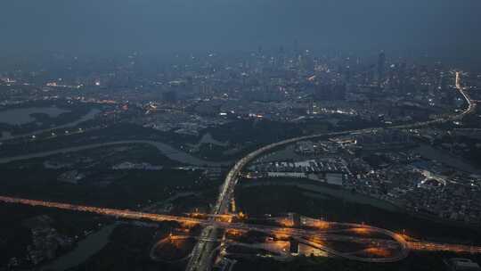 广州华南快速路夜景航拍