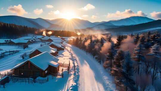 「有版权」航拍中国雪乡4K