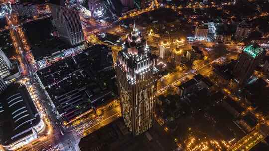 金融大厦城市夜景延时