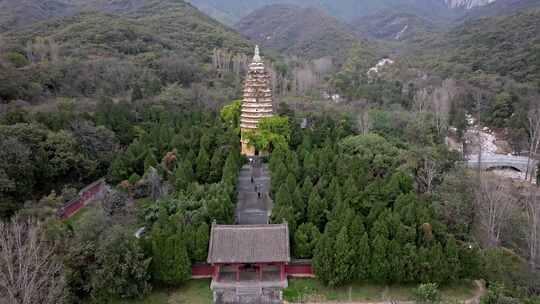 航拍嵩山嵩岳寺塔