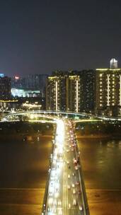 城市延时福州尤溪大桥夜景航拍延时