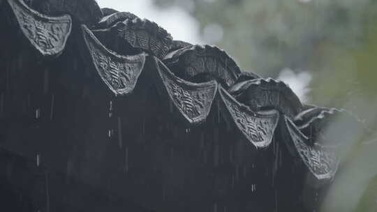 古建筑屋檐下雨 意境水滴 唯美屋檐雨滴