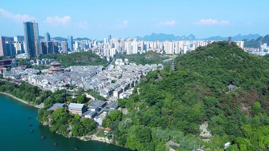 广西柳州城市风光航拍柳江风景