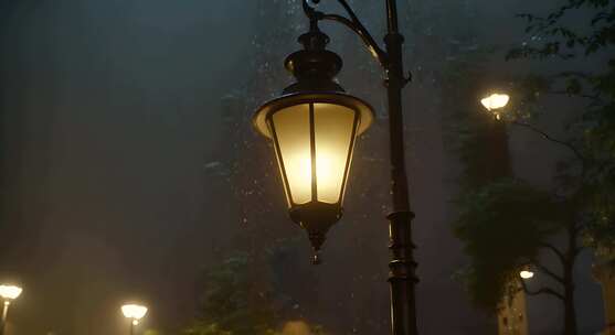 水滴灯光唯美雨中夜景街道夜景唯美