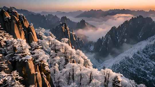 冬天 下雪 雪松 雪景