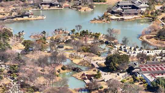 航拍瘦西湖风景区大明寺观音山园林寺庙