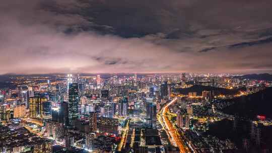 深圳城市雨后夜景延时4k