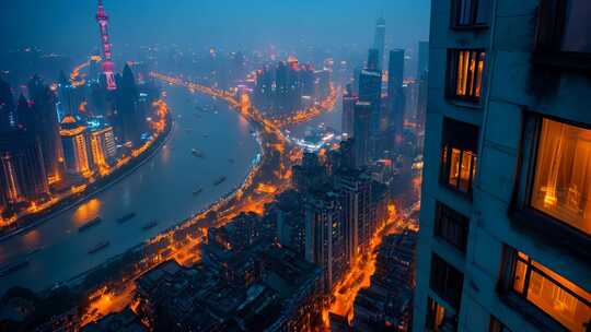 上海外滩夜景俯瞰