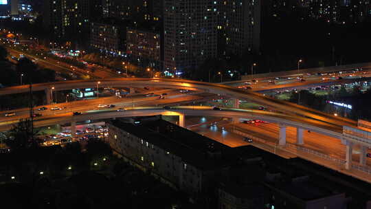 中国北京大郊亭桥夜景车流风光