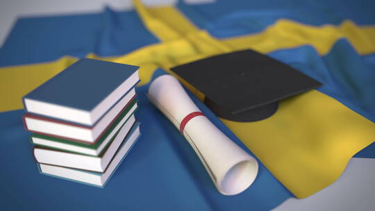 瑞典国旗毕业帽和文凭