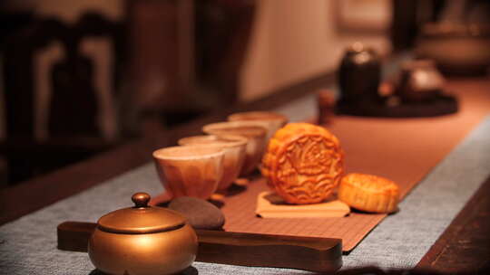 中秋佳节月饼传统古典意境