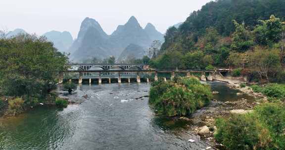 广西河池巴马盘阳河风景区航拍0790