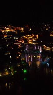 旅游景区湖南芙蓉镇4A景区竖屏夜景