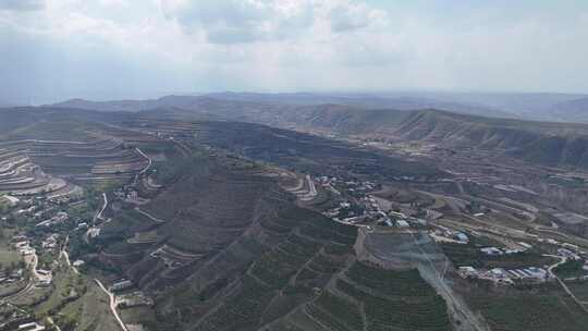 甘肃定西山川地地貌黄土高原航拍