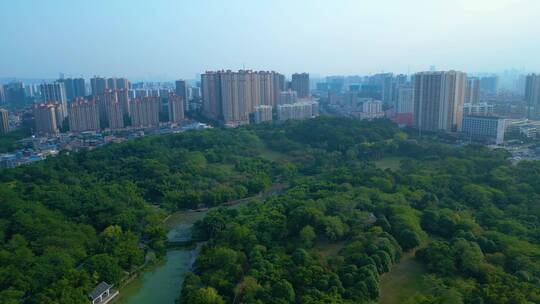 南宁狮山公园 城市绿地 中式园林航拍俯瞰