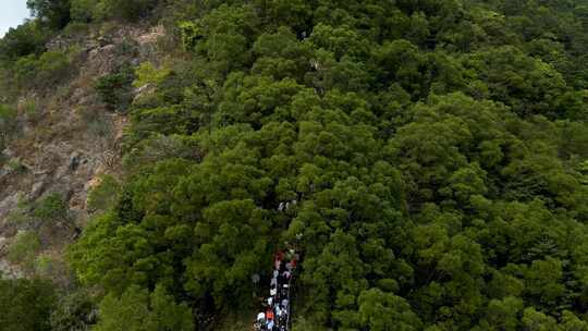 航拍深圳梧桐山登山道凌云道