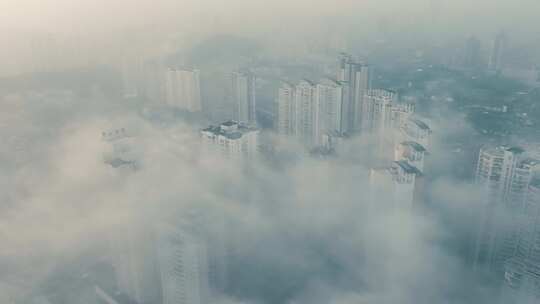 温州清晨平流雾延时航拍