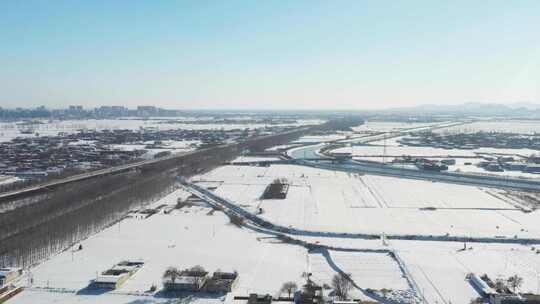 航拍雪景 唯美冬日空镜 立冬 冬至节气