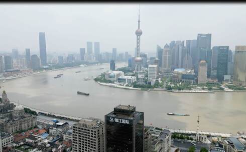 航拍上海 - 外滩 延安路高架 豫园视频素材模板下载