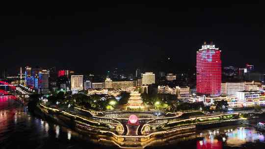 四川宜宾合江门广场夜景