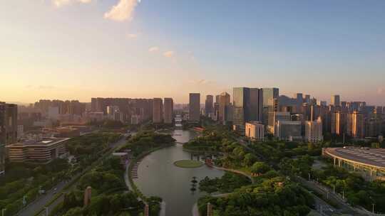 最美佛山南海地标千灯湖日落时刻航拍