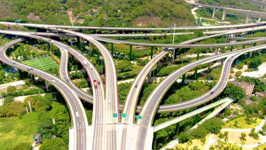 4K航拍城市交通复杂高架桥立交桥交通