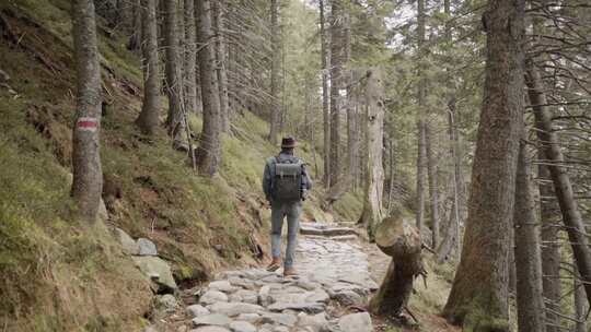 登山旅行的人拍摄大自然的照片