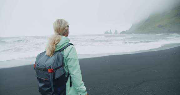 女人，冰岛，海洋，海