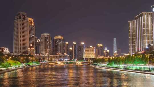 天津海河夜景延时天津夜景延时