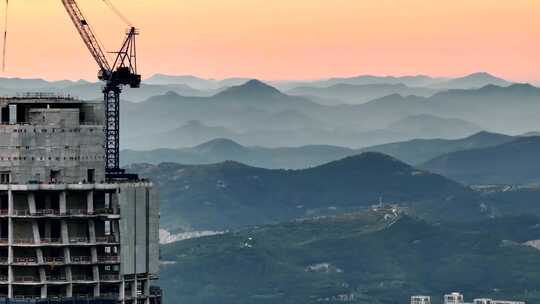 城市日出航拍济南